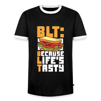 La vie est délicieuse - Sandwich BLT - T-shirt contrasté Homme - noir/blanc - Devant - AI Model Female 172 light (172cm) & AI Model Male 178 light (178cm)