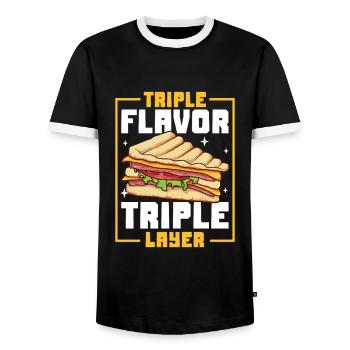 Trois couches - Trois goûts - Club sandwich - T-shirt contrasté Homme - noir/blanc - Devant - AI Model Female 172 light (172cm) & AI Model Male 178 light (178cm)