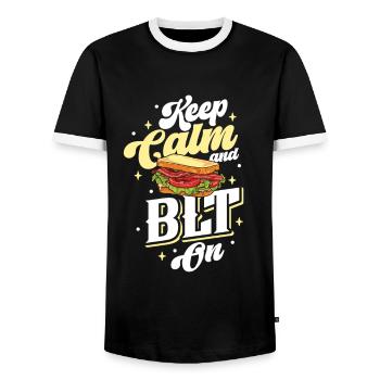 Restez calme et mangez un sandwich BLT - T-shirt contrasté Homme - noir/blanc - Devant - AI Model Female 172 light (172cm) & AI Model Male 178 light (178cm)