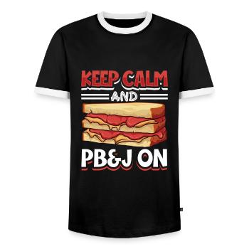 Restez calme et mangez un sandwich PB&J - T-shirt contrasté Homme - noir/blanc - Devant - AI Model Female 172 light (172cm) & AI Model Male 178 light (178cm)