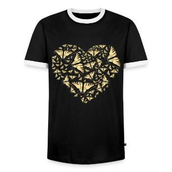 Tiger swallowtails are a friend's best friend - Men's Ringer Shirt - black/white - Front - AI Model Female 172 light (172cm) & AI Model Male 178 light (178cm)