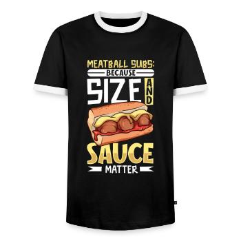 Sauce and Size - Meatball Sub - Men's Ringer Shirt - black/white - Front - AI Model Female 172 light (172cm) & AI Model Male 178 light (178cm)