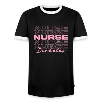 Diabetes Nurse Medical Nurses Stylish - Men's Ringer Shirt - black/white - Front - AI Model Female 172 light (172cm) & AI Model Male 178 light (178cm)