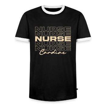 Cardiac Nurse Medical Nurses Stylish - Men's Ringer Shirt - black/white - Front - AI Model Female 172 light (172cm) & AI Model Male 178 light (178cm)