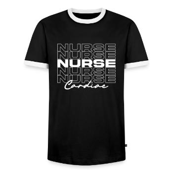 Cardiac Nurse Medical Nurses Stylish - Men's Ringer Shirt - black/white - Front - AI Model Female 172 light (172cm) & AI Model Male 178 light (178cm)