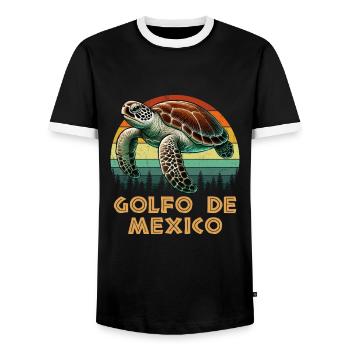 golfo de mexico - Männer Kontrast-T-Shirt - Schwarz/Weiß - Vorne - AI Model Female 172 light (172cm) & AI Model Male 178 light (178cm)
