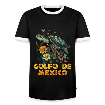 golfo de mexico - Männer Kontrast-T-Shirt - Schwarz/Weiß - Vorne - AI Model Female 172 light (172cm) & AI Model Male 178 light (178cm)