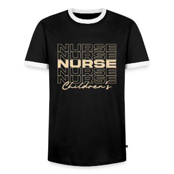 Infirmière pour enfants Infirmières médicales élégantes - T-shirt contrasté Homme - noir/blanc - Devant - AI Model Female 172 light (172cm) & AI Model Male 178 light (178cm)