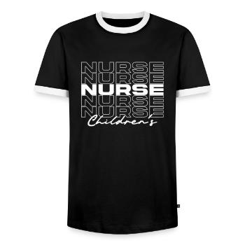 Infirmière pour enfants Infirmières médicales élégantes - T-shirt contrasté Homme - noir/blanc - Devant - AI Model Female 172 light (172cm) & AI Model Male 178 light (178cm)