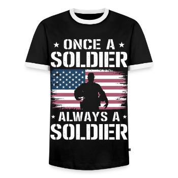 Soldat militaire vétéran - T-shirt contrasté Homme - noir/blanc - Devant - AI Model Female 172 light (172cm) & AI Model Male 178 light (178cm)