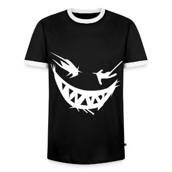 Halloween Gesicht zum fürchten - cooler Style - Männer Kontrast-T-Shirt - Schwarz/Weiß - Vorne - AI Model Female 172 light (172cm) & AI Model Male 178 light (178cm)