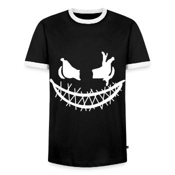 Halloween Gesicht zum fürchten - cooler Style - Männer Kontrast-T-Shirt - Schwarz/Weiß - Vorne - AI Model Female 172 light (172cm) & AI Model Male 178 light (178cm)