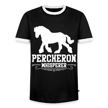 Cheval percheron Percheron Chuchoteur - T-shirt contrasté Homme - noir/blanc - Devant - AI Model Female 172 light (172cm) & AI Model Male 178 light (178cm)
