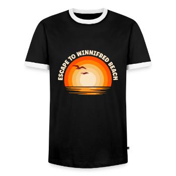 Je fuis vers Winnifred Beach - T-shirt contrasté Homme - noir/blanc - Devant - AI Model Female 172 light (172cm) & AI Model Male 178 light (178cm)
