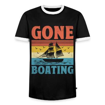 Gone Boating Paddle Boat - Men's Ringer Shirt - black/white - Front - AI Model Female 172 light (172cm) & AI Model Male 178 light (178cm)