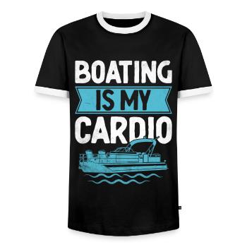 La navigation de plaisance est mon pédalo cardio - T-shirt contrasté Homme - noir/blanc - Devant - AI Model Female 172 light (172cm) & AI Model Male 178 light (178cm)