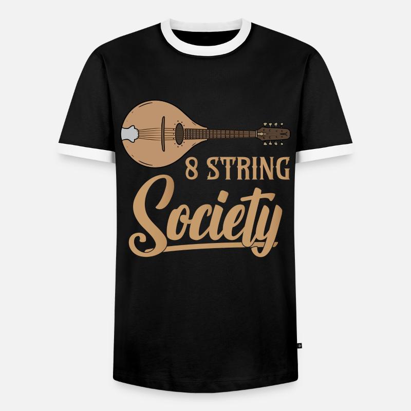 Mandoline 8 String Society - Männer Kontrast-T-Shirt - Schwarz/Weiß