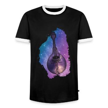 Mandolin, because normal guitars are boring - Men's Ringer Shirt - black/white - Front - AI Model Female 172 light (172cm) & AI Model Male 178 light (178cm)
