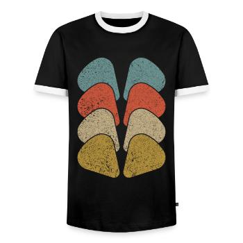 Mandolin, because normal guitars are boring - Men's Ringer Shirt - black/white - Front - AI Model Female 172 light (172cm) & AI Model Male 178 light (178cm)