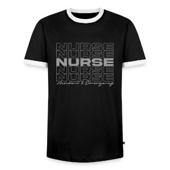 Accident & Emergency Nurse Medical Nurses Stylish - Men's Ringer Shirt - black/white - Front - AI Model Female 172 light (172cm) & AI Model Male 178 light (178cm)