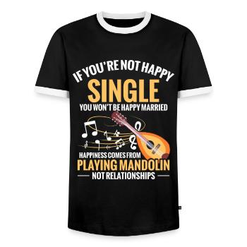 If you're not a happy single, you'll - Men's Ringer Shirt - black/white - Front - AI Model Female 172 light (172cm) & AI Model Male 178 light (178cm)