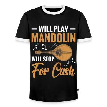 Werden Sie Kostenlos Mandoline Spielen, Wird Für - Männer Kontrast-T-Shirt - Schwarz/Weiß - Vorne - AI Model Female 172 light (172cm) & AI Model Male 178 light (178cm)