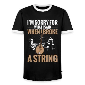 I'm sorry for what I said when - Men's Ringer Shirt - black/white - Front - AI Model Female 172 light (172cm) & AI Model Male 178 light (178cm)