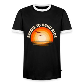 Je fuis vers Ocho Rios - T-shirt contrasté Homme - noir/blanc - Devant - AI Model Female 172 light (172cm) & AI Model Male 178 light (178cm)