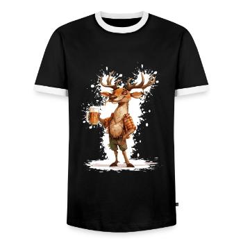 Hirsch Bier Lustig - Männer Kontrast-T-Shirt - Schwarz/Weiß - Vorne - AI Model Female 172 light (172cm) & AI Model Male 178 light (178cm)