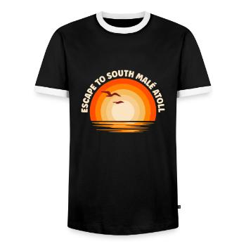 Ich fliehe nach South Malé Atoll - Männer Kontrast-T-Shirt - Schwarz/Weiß - Vorne - AI Model Female 172 light (172cm) & AI Model Male 178 light (178cm)