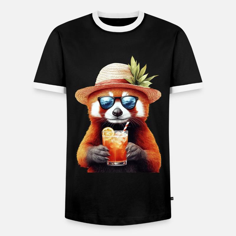 Roter Panda - Männer Kontrast-T-Shirt - Schwarz/Weiß