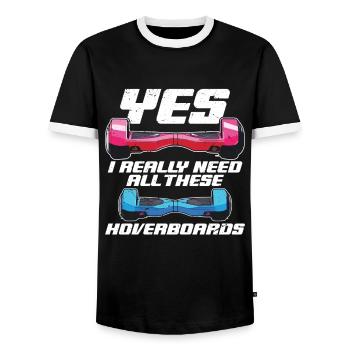 yes, I really need all these hoverboards - Men's Ringer Shirt - black/white - Front - AI Model Female 172 light (172cm) & AI Model Male 178 light (178cm)