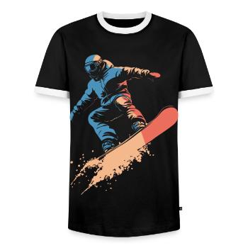 Snowboarder Snowboarding Sprung Vintage - Männer Kontrast-T-Shirt - Schwarz/Weiß - Vorne - AI Model Female 172 light (172cm) & AI Model Male 178 light (178cm)
