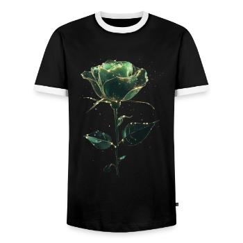 Grüne Rose - Männer Kontrast-T-Shirt - Schwarz/Weiß - Vorne - AI Model Female 172 light (172cm) & AI Model Male 178 light (178cm)