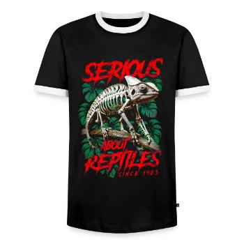 Pris au sérieux par les reptiles Gardien de reptiles Né en 1983 - T-shirt contrasté Homme - noir/blanc - Devant - AI Model Female 172 light (172cm) & AI Model Male 178 light (178cm)