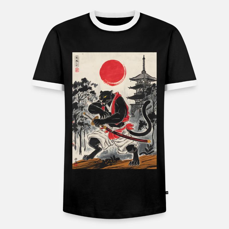 Samurai - Männer Kontrast-T-Shirt - Schwarz/Weiß