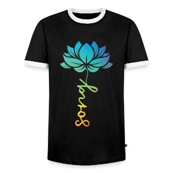 Catch Song Flower Losing Go And Deep - Men's Ringer Shirt - black/white - Front - AI Model Female 172 light (172cm) & AI Model Male 178 light (178cm)