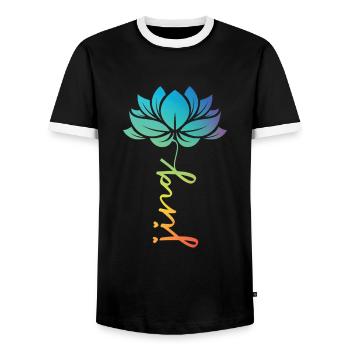 Catch Song Flower Losing Go And Deep - Men's Ringer Shirt - black/white - Front - AI Model Female 172 light (172cm) & AI Model Male 178 light (178cm)