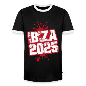 Ibiza 2025 Blobs - Men's Ringer Shirt - black/white - Front - AI Model Female 172 light (172cm) & AI Model Male 178 light (178cm)