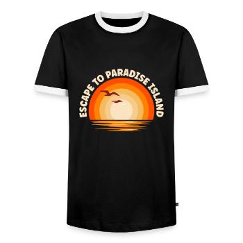 Je fuis vers Paradise Island - T-shirt contrasté Homme - noir/blanc - Devant - AI Model Female 172 light (172cm) & AI Model Male 178 light (178cm)