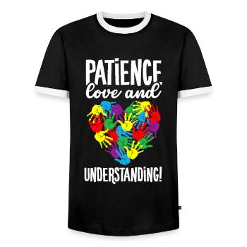 Autisme Communauté Coeur Coloré Mains Autiste - T-shirt contrasté Homme - noir/blanc - Devant - AI Model Female 172 light (172cm) & AI Model Male 178 light (178cm)