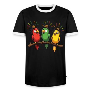 Rastafari Music Vibes Only Rasta Jamaica Reggae - Men's Ringer Shirt - black/white - Front - AI Model Female 172 light (172cm) & AI Model Male 178 light (178cm)