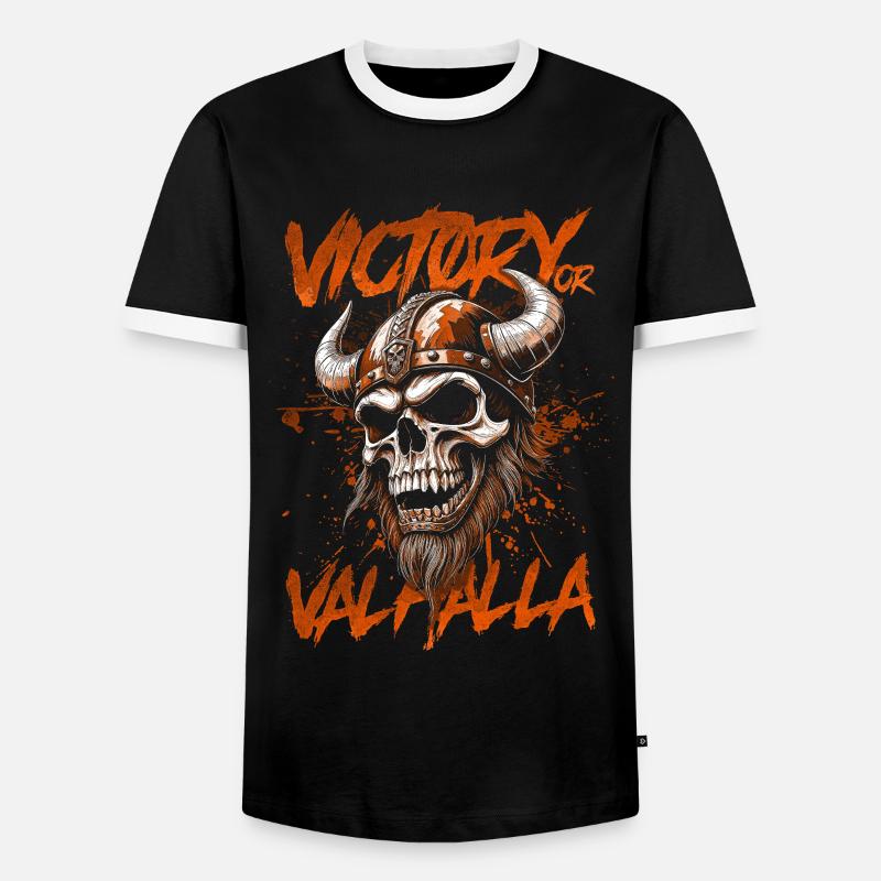Nordischer Wikingersieg oder Walhalla - Männer Kontrast-T-Shirt - Schwarz/Weiß