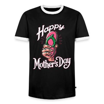 Happy Mother's Day - Men's Ringer Shirt - black/white - Front - AI Model Female 172 light (172cm) & AI Model Male 178 light (178cm)