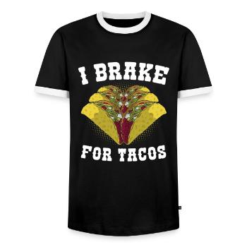 Mexican Tacos I Brake For Tacos - Men's Ringer Shirt - black/white - Front - AI Model Female 172 light (172cm) & AI Model Male 178 light (178cm)