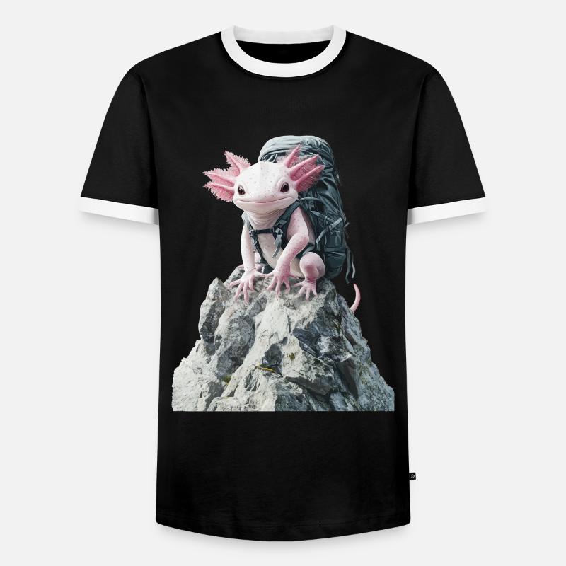 Axolotl - Männer Kontrast-T-Shirt - Schwarz/Weiß