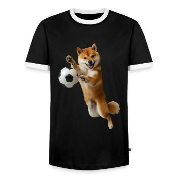 Shiba Inu - Männer Kontrast-T-Shirt - Schwarz/Weiß - Vorne - AI Model Female 172 light (172cm) & AI Model Male 178 light (178cm)