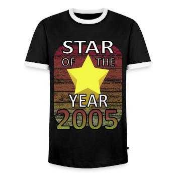 Star Year 2005 Birthday Shirt Legend - Men's Ringer Shirt - black/white - Front - AI Model Female 172 light (172cm) & AI Model Male 178 light (178cm)