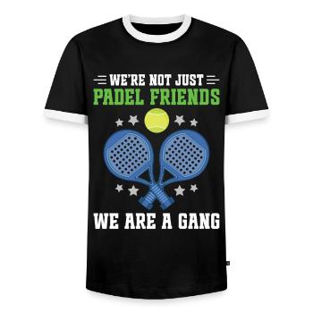 Nous ne sommes pas seulement des amis du padel, nous sommes un - T-shirt contrasté Homme - noir/blanc - Devant - AI Model Female 172 light (172cm) & AI Model Male 178 light (178cm)