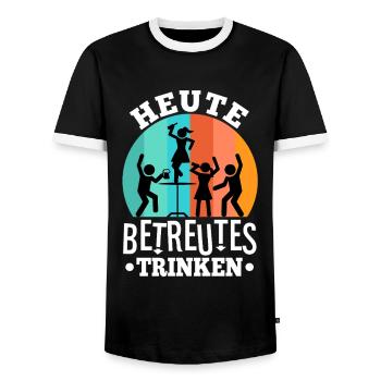 Heute Betreutes Trinken - Männer Kontrast-T-Shirt - Schwarz/Weiß - Vorne - AI Model Female 172 light (172cm) & AI Model Male 178 light (178cm)
